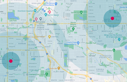 map of Denver with both Kitchen Network locations